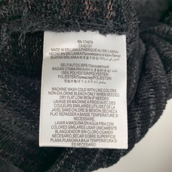 NWT BCBGENERATION Black Knit Striped Velour Mock Neck Balloon Sleeve Tunic Sz‎ M - Picture 7 of 8